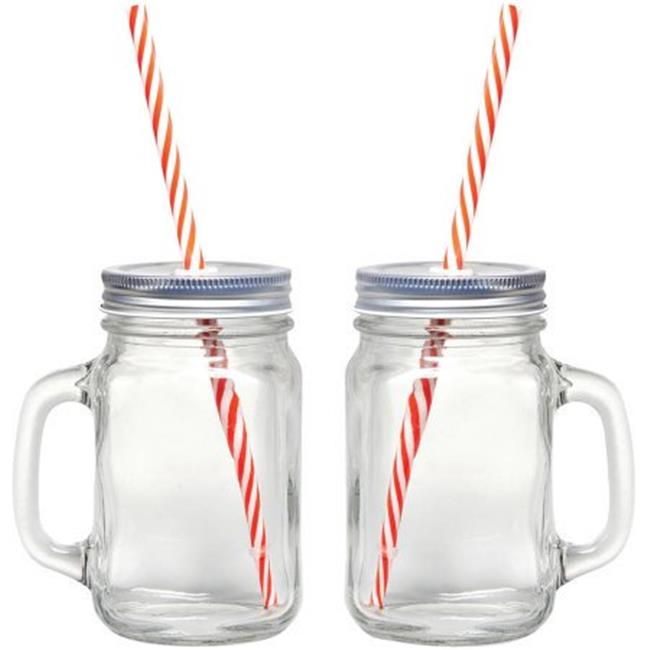 Starfrit Gourmet - Set of 2 Bistro Jar Mugs w/Straw