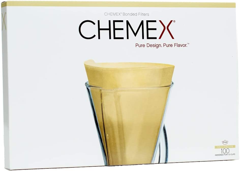 Chemex Filters -  FP-2 & FP-2N  Unbleached Half Circle/Moon  (1-3 Cups)