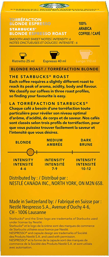 Starbucks Nespresso Pods - Blonde Espresso