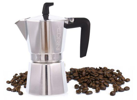 Grosche - Pedrini Espresso Maker 3 Cup Chrome / Black & Red
