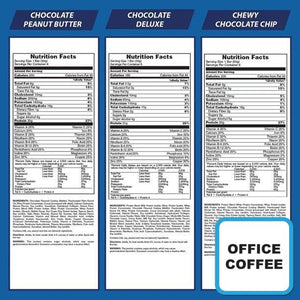 Pure Protein 6 Chewy Chocolate Chip - 6 Chocolate - 6 Chocolate Peanut Butter -  18 x 60gr (Office Coffee)