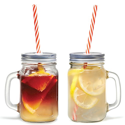 Starfrit Gourmet - Set of 2 Bistro Jar Mugs w/Straw