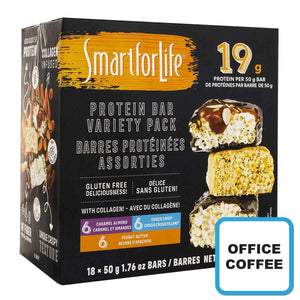 Smart For Life - 6 Chocolate Chip x 6 Peanut Butter x 6 Caramel Almond - 18 x 50gr (Office Coffee)