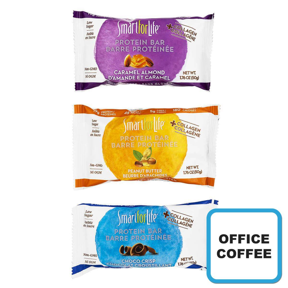 Smart For Life - 6 Chocolate Chip x 6 Peanut Butter x 6 Caramel Almond - 18 x 50gr (Office Coffee)