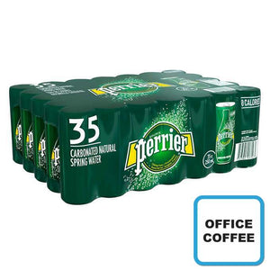 Perrier Water - Regular Cans Carbonated Soft Drinks 35 x 250ml (Office Coffee)