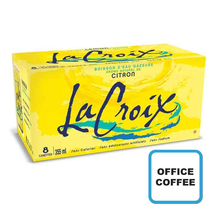 LaCroix SPARKLING WATER Lemon Soft Drinks 8 x 355ml (Office Coffee)